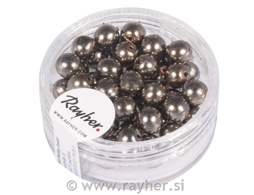 Perle steklene Renaissance, 6mm, rjave, 45 kos