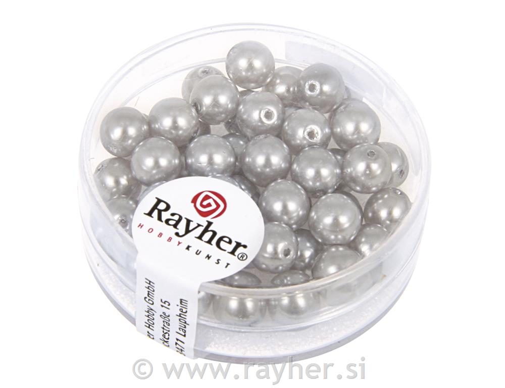 Perle steklene "Renaissance", sreb.siva, o 6 mm, 45 kom.