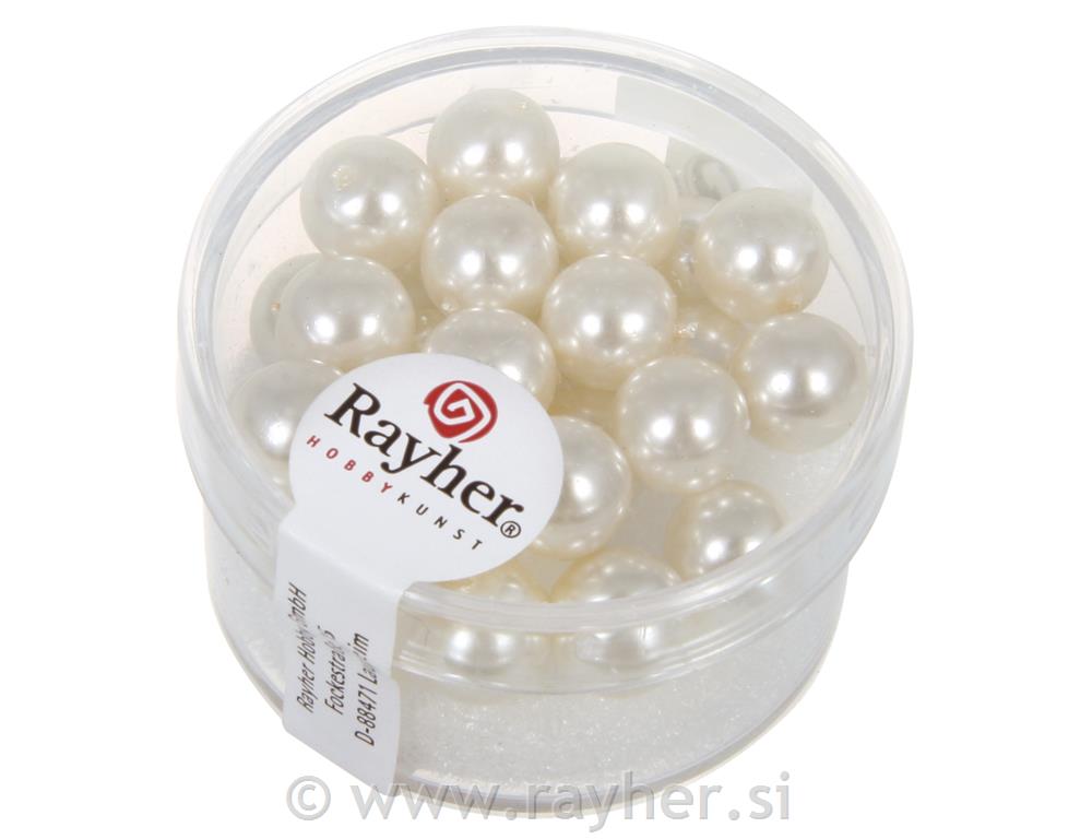 Perle steklene "Renaissance", bele, o 8 mm, 25 kom.
