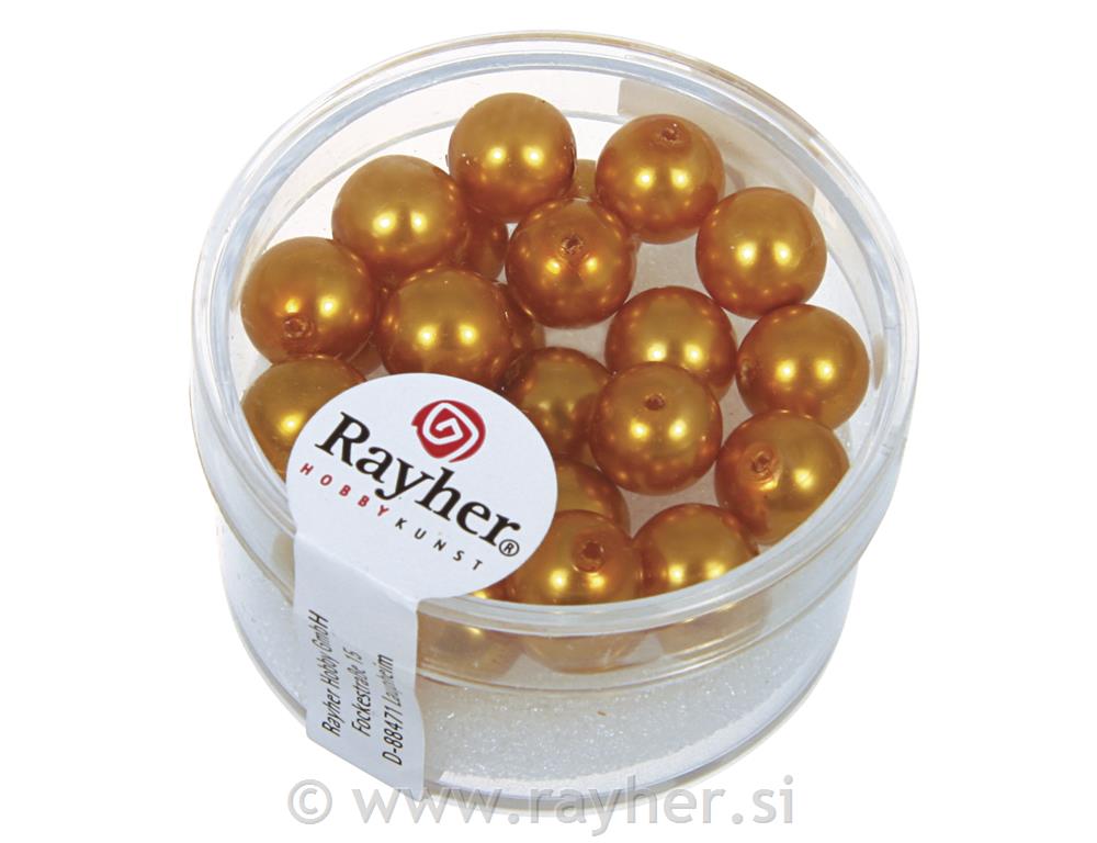 Glass beads "Renaissance", 8 mm o, golde