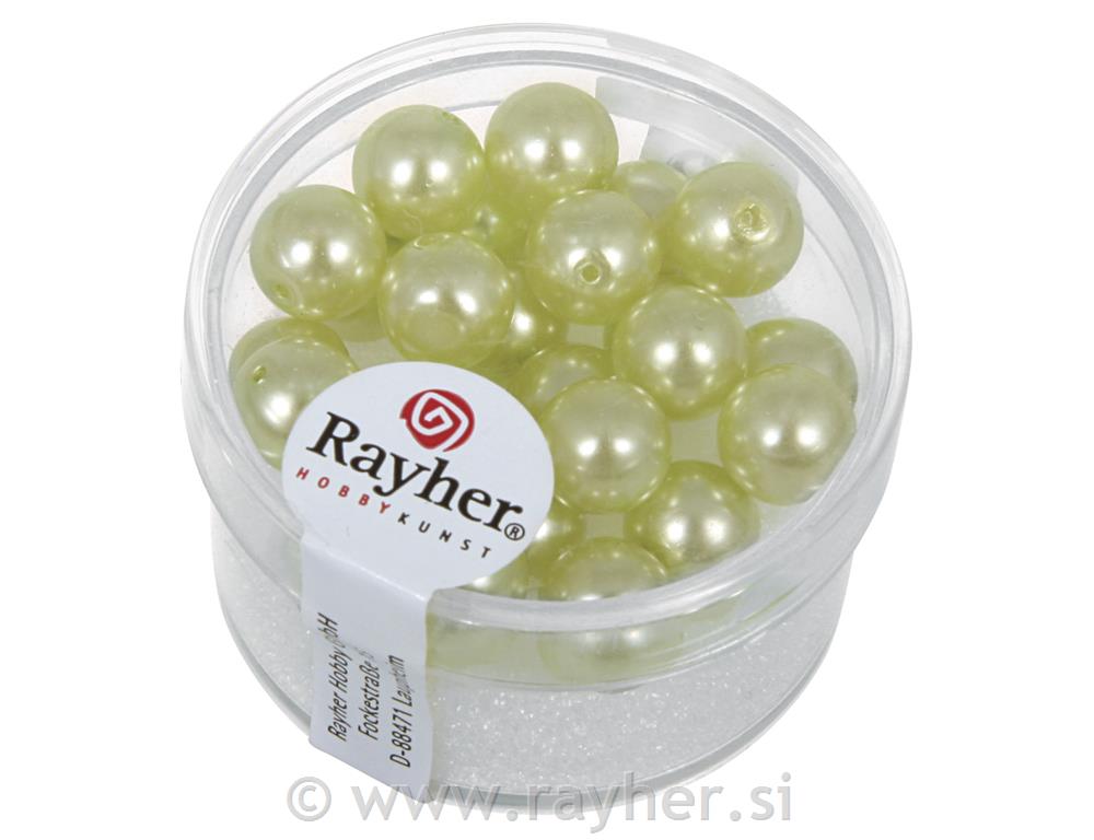 Perle staklo "Renaissance", limeta zeleno, oko 8 mm, 25 kom.