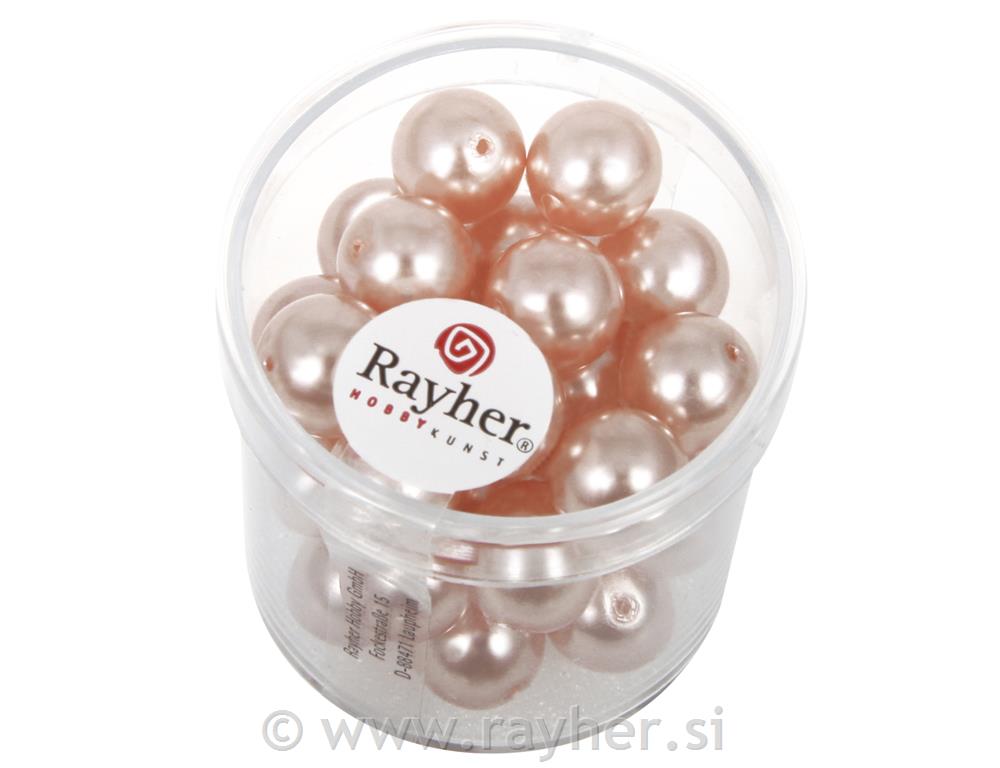 Perle staklo "Renaissance", tem.roza, oko 10 mm, 35 kom.