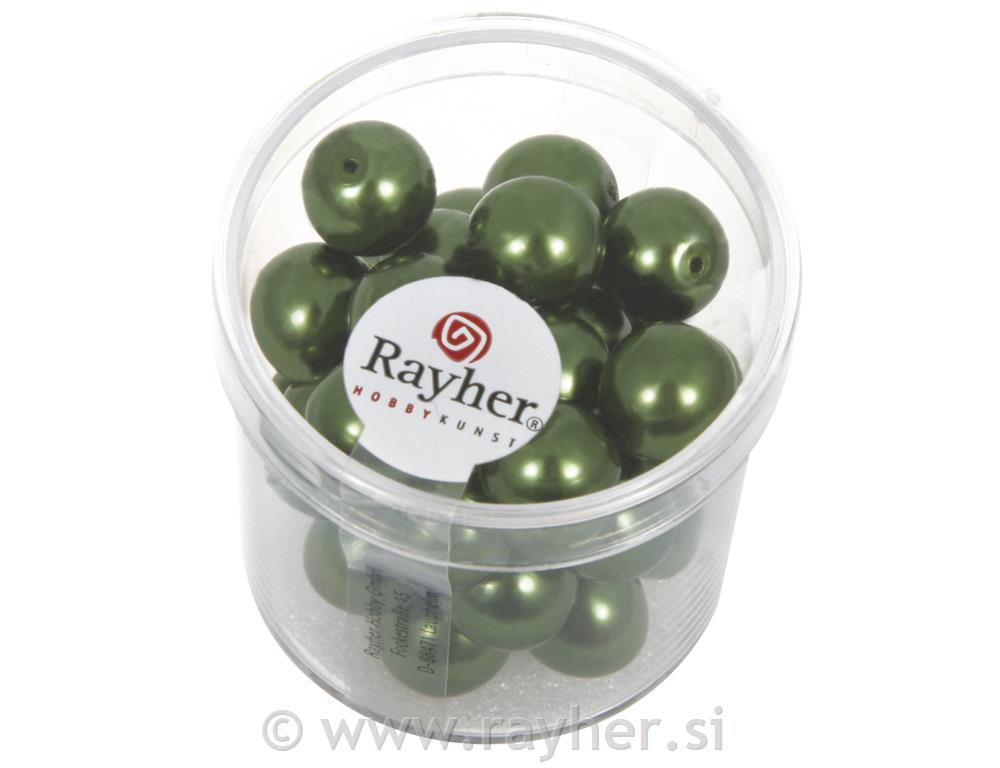 Perle steklene "Renaissance", smarag. zelena, o 10 mm, 35 ko