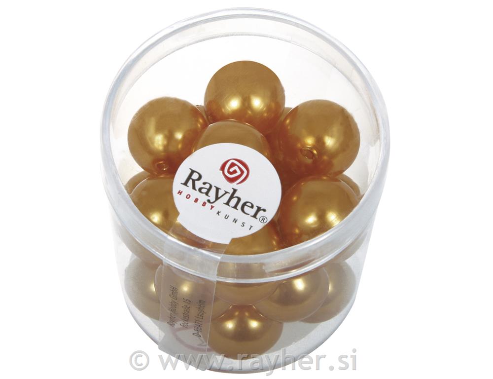 Perle steklene "Renaissance", zlato rumene, o 12 mm, 21 kom.