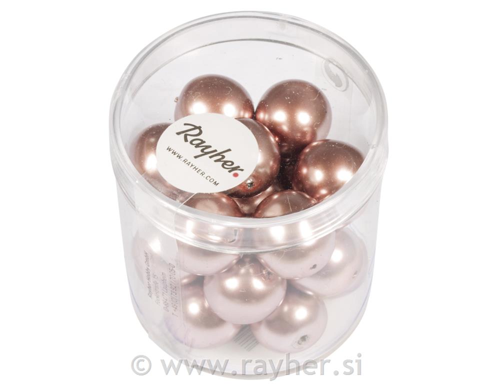 Perle staklo "Renaissance", 12mm, starinski ružičasti, 21 kom