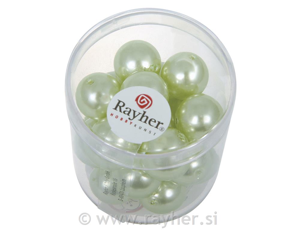 Perle steklene "Renaissance", limeta zelena, o 12 mm, 21 kom