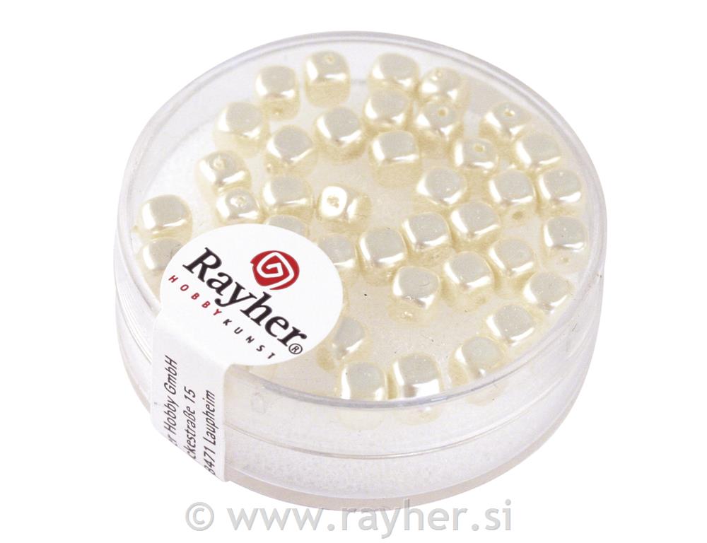 Perle steklene "Renaissance" kocke, bele, 4,5x5 mm, 40 kom