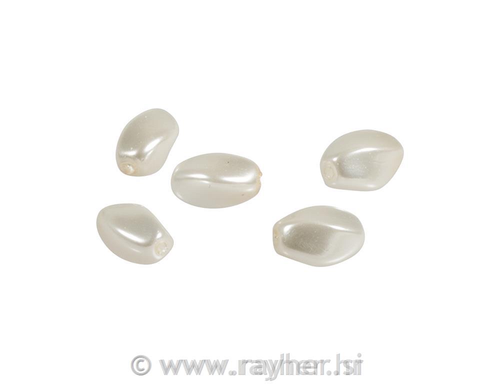 Perle steklene "Renaissance" olive, bele, 9x6 mm, 20 kom.