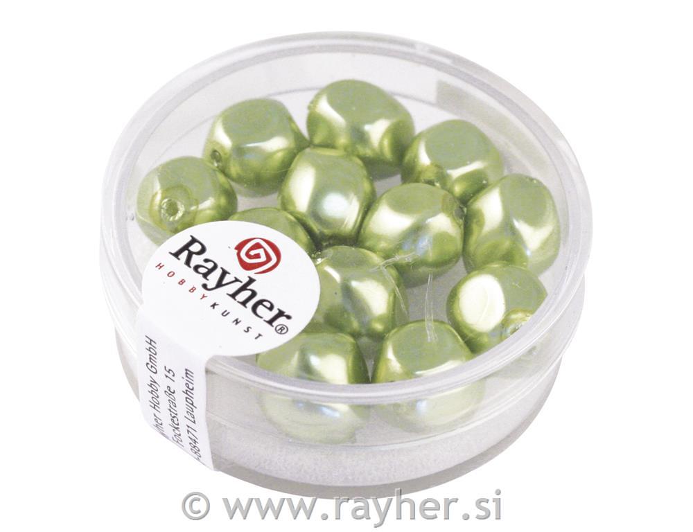 Perle steklene "Renaissance", zelene, 9 mm, 13 kom.
