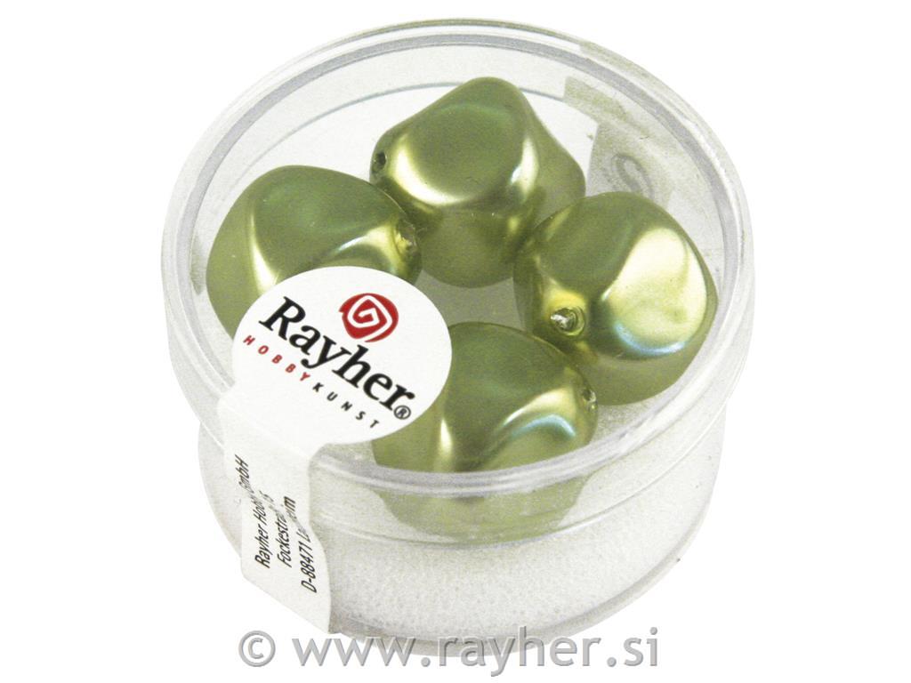 Perle staklo "Renaissance" velike, zelene, 17 mm o, 4 kom.