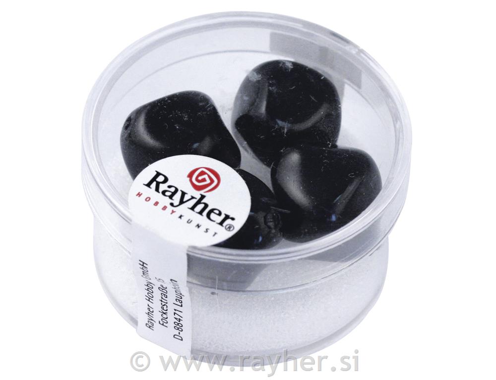 Perle staklo "Renaissance" velike, crne,17 mm o, 4 kom.