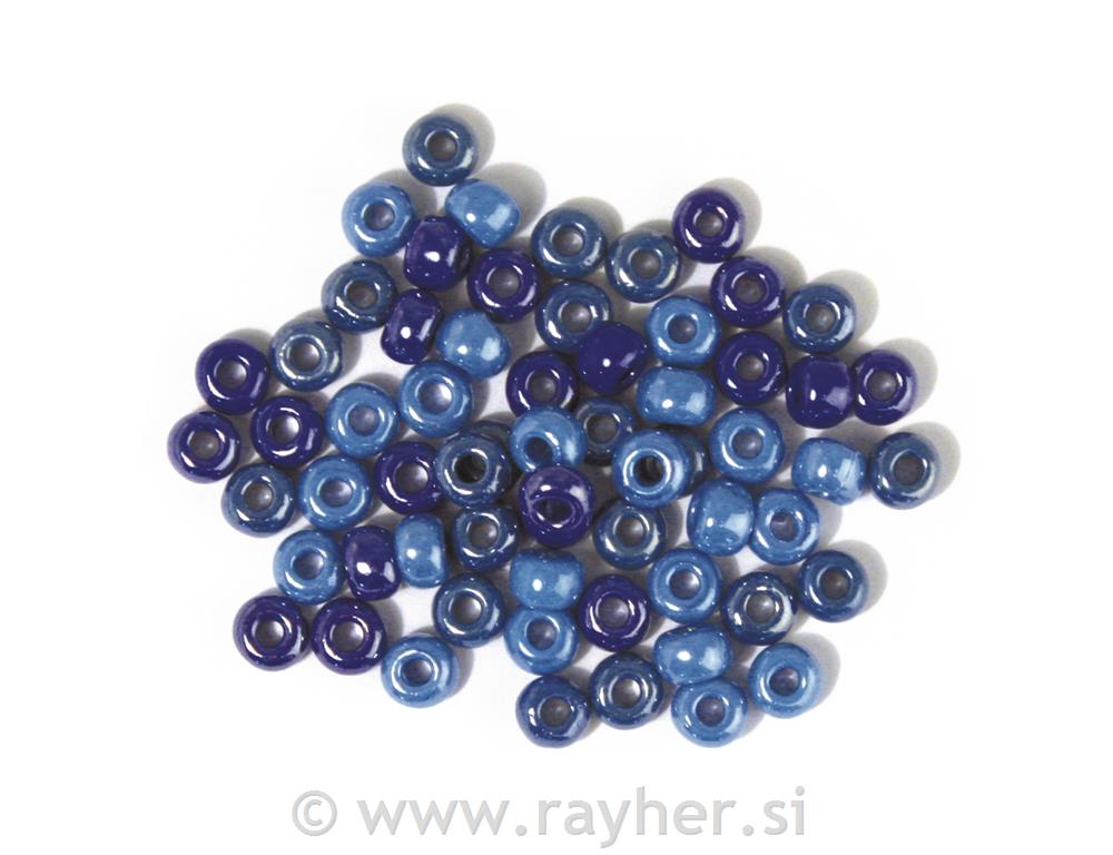 Perle steklene z večjo luknjo, opak,modr.- turk., o 5,4 mm,
