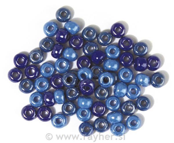 Perle steklene z večjo luknjo, opak,mod.-turk, o 8,7 mm, 55g