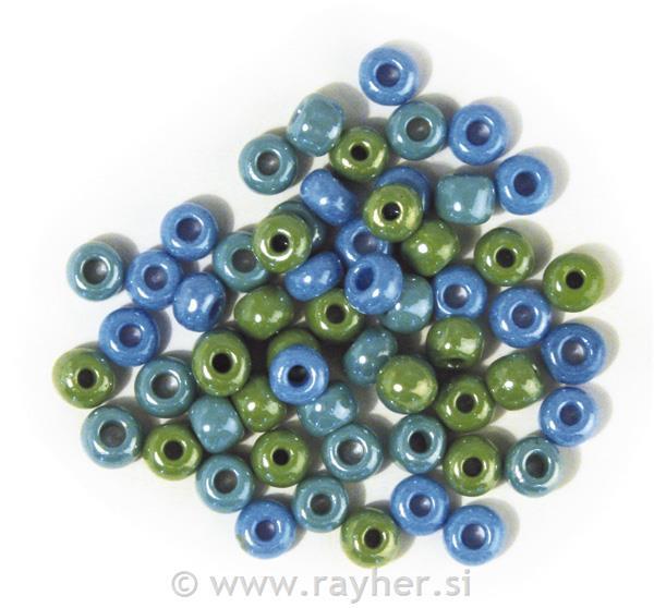 Perle staklene s većom rupom, opak, zeleno-plave, oko 6,7 mm, 55 g