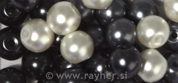 Renaissance Glass wax beads, white/grey