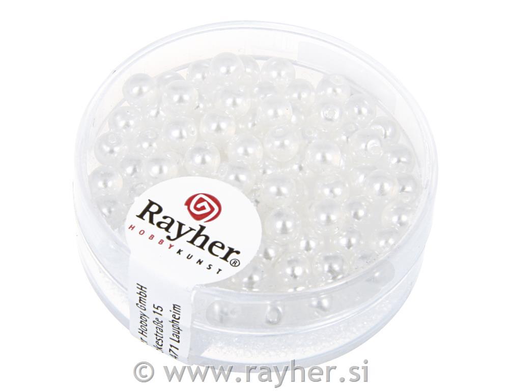 Perle staklo "Renaissance",pola prozirno, snježnobijelo, 4 mm, 85 kom.