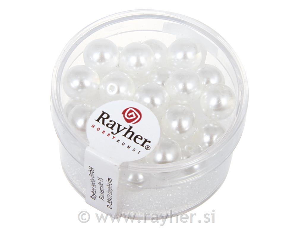 Perle staklo "Renaissance",pola prozirno, snježnobijelo, 8 mm, 25 kom.