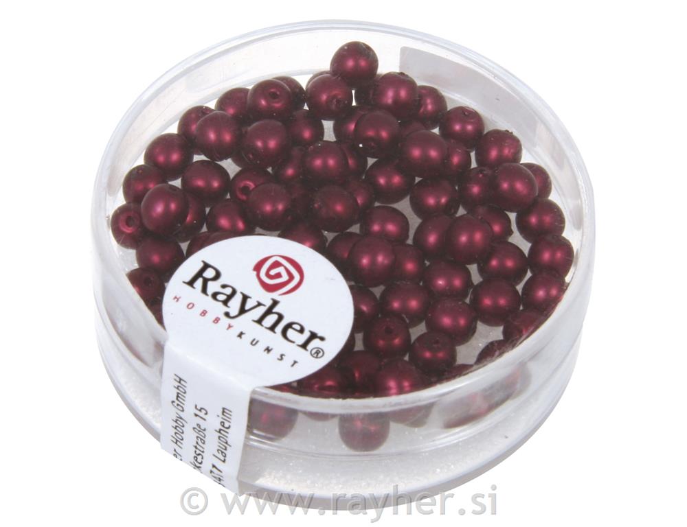Perle steklene "Renaissance",brez leska,vinsko rdeče,4mm,85k