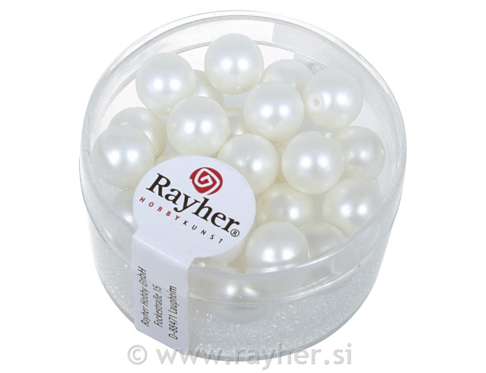 Perle staklo "Renaissance", matirane, snježnobijelo, 8 mm, 25 kom.