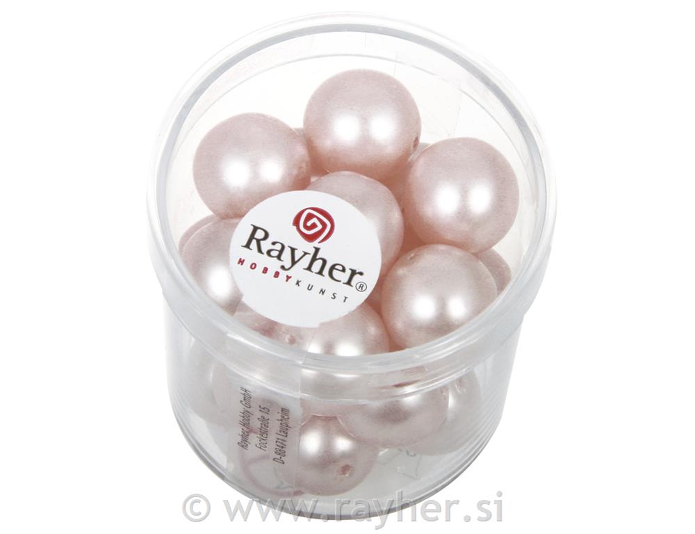 Perle steklene "Renaissance" , brez leska, sv.roza, 12 mm, 2