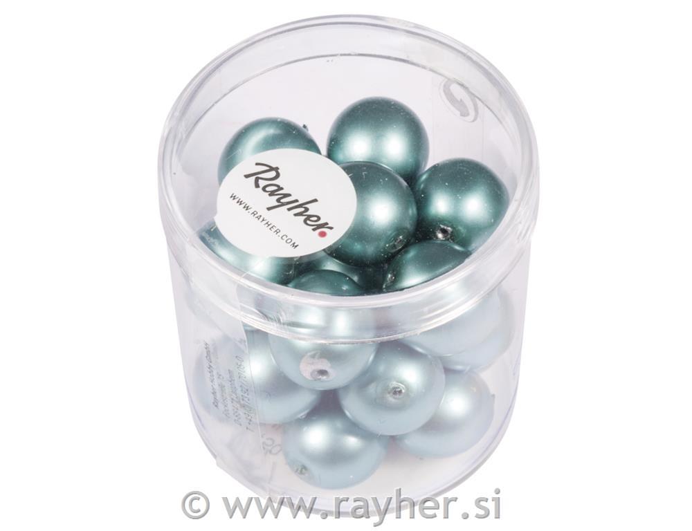 Perle steklene Renaissance mat, 12mm, modre, 21 kos