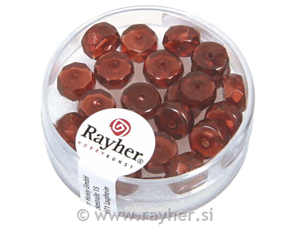 Perle steklene okrogle, rdeče, 4x8 mm, 22 kom.