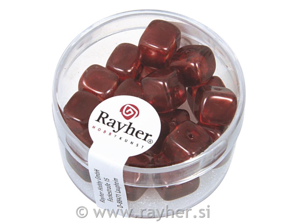 Perle steklene kocke, rdeče, 8x9 mm, 18 kom.