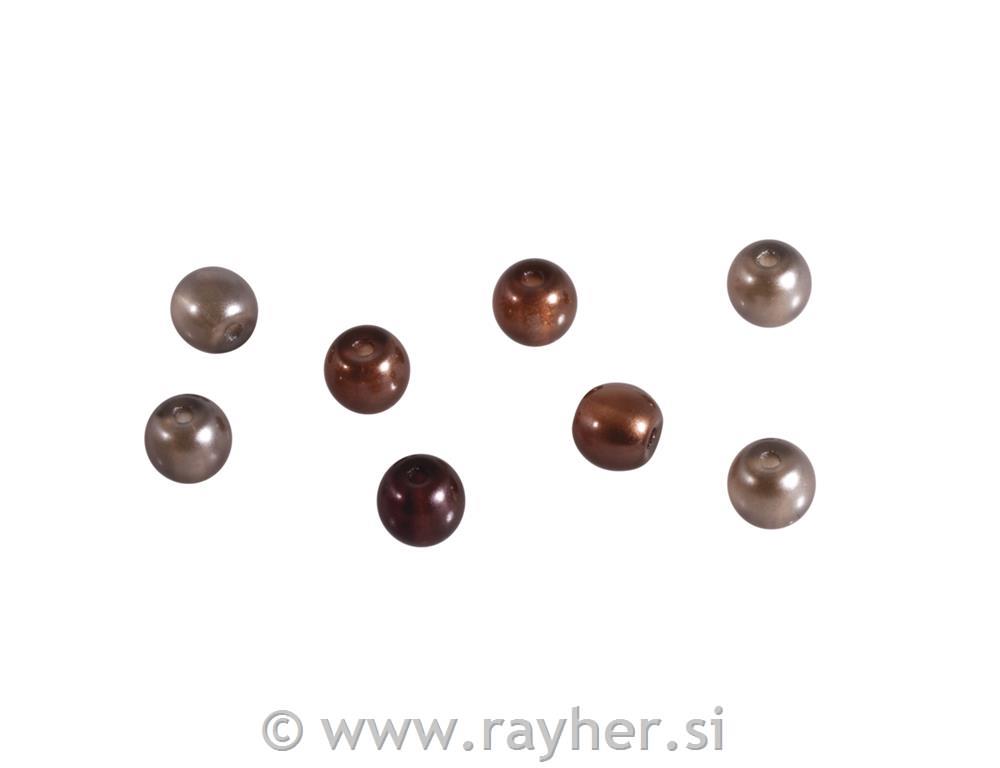 Perle staklene "Renaissance" , pola prozirne, smeđe mješovito, 10 mm, sa velikom