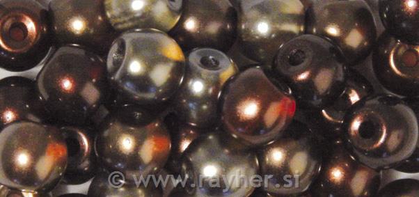 Perle staklene "Renaissance" , pola prozirne, smeđe mješovito, 10 mm, sa velikom