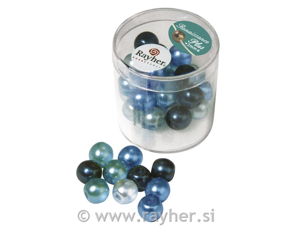 Perle steklene "Renaissance",pol transp., turkiz, 10mm,32kom