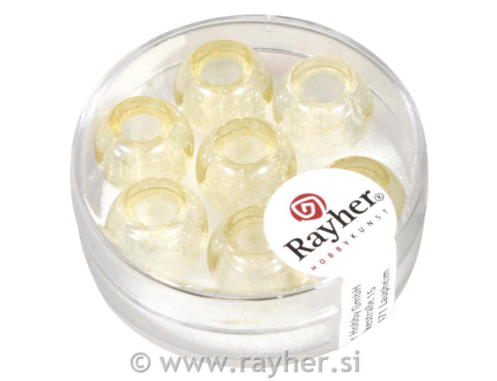 Perle staklo "MagicFlair" 12mmo, vanilija , rupa oko 5mm , proziran., 7 kom.