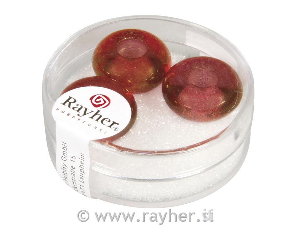 Perle steklene, "MagicFlair"16mmo, rdeče, luknja 6mm o, pros