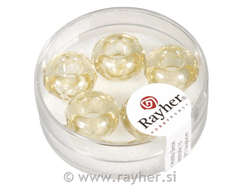 Perle staklo "MagicFlair" vanilija, oko13mm, rupa 5mm , proziran,