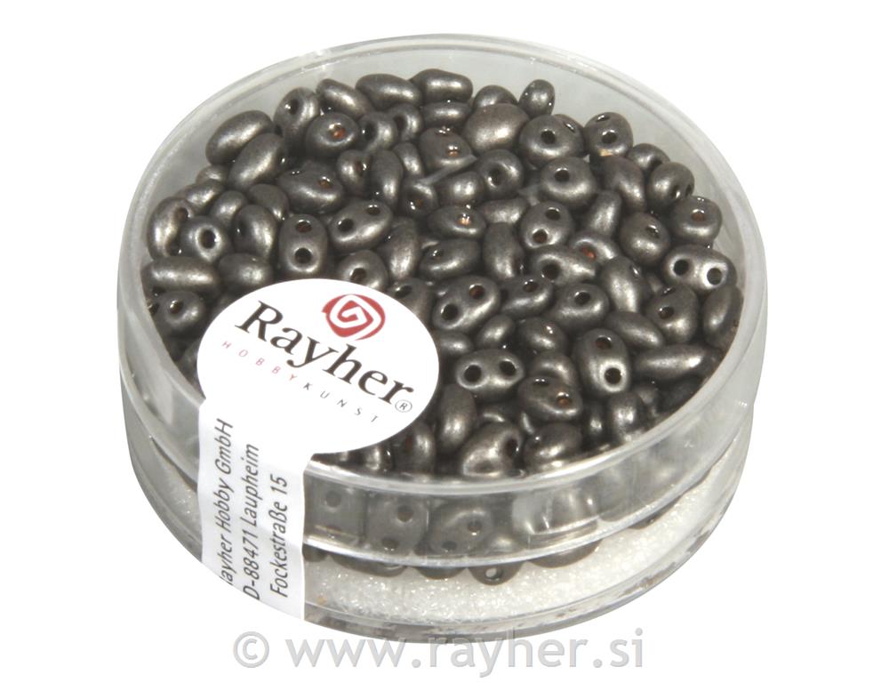 Perle Twin z dvema luknjama, tem.bež 10g, 2,5x5mm, kovinske,