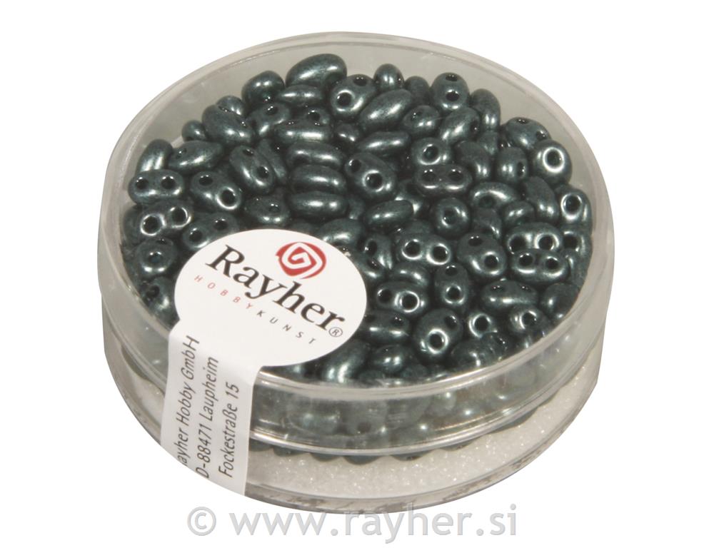 Perle Twin s dvije rupe, ind.turkizn e 10g, 2,5x5mm, metal
