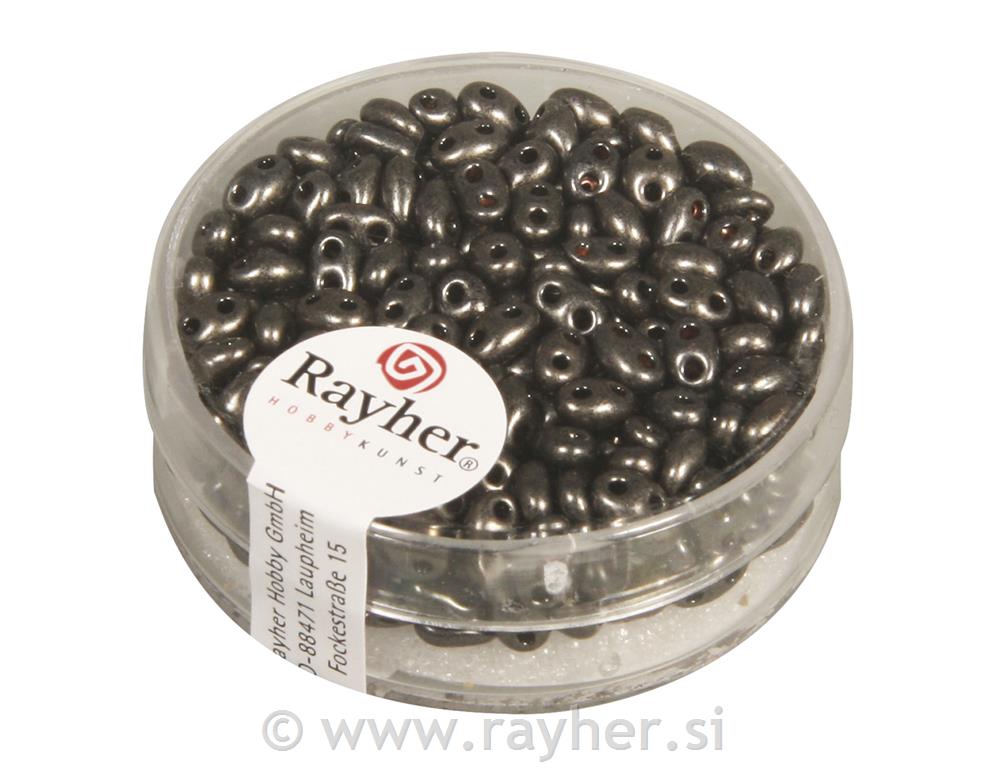 Perle Twin s dvije rupe, bez ojačanja 10g, 2,5x5mm, metal