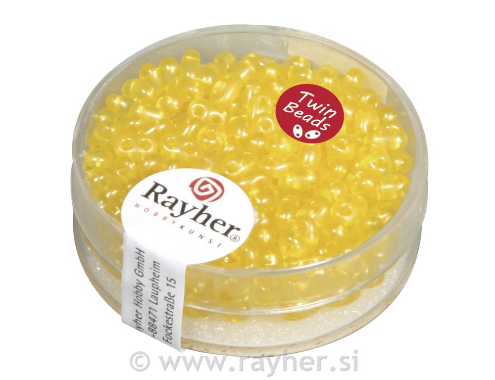 Perle Twin z dvema luknjama, son.rumene 10g, 2,5x5mm, prosoj