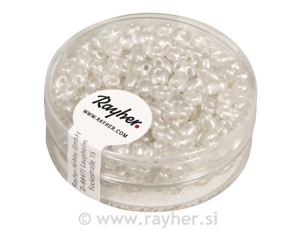 Perle Twin s dvije rupe, sv.sive 1 0g, 2,5x5mm, prozirni biseri