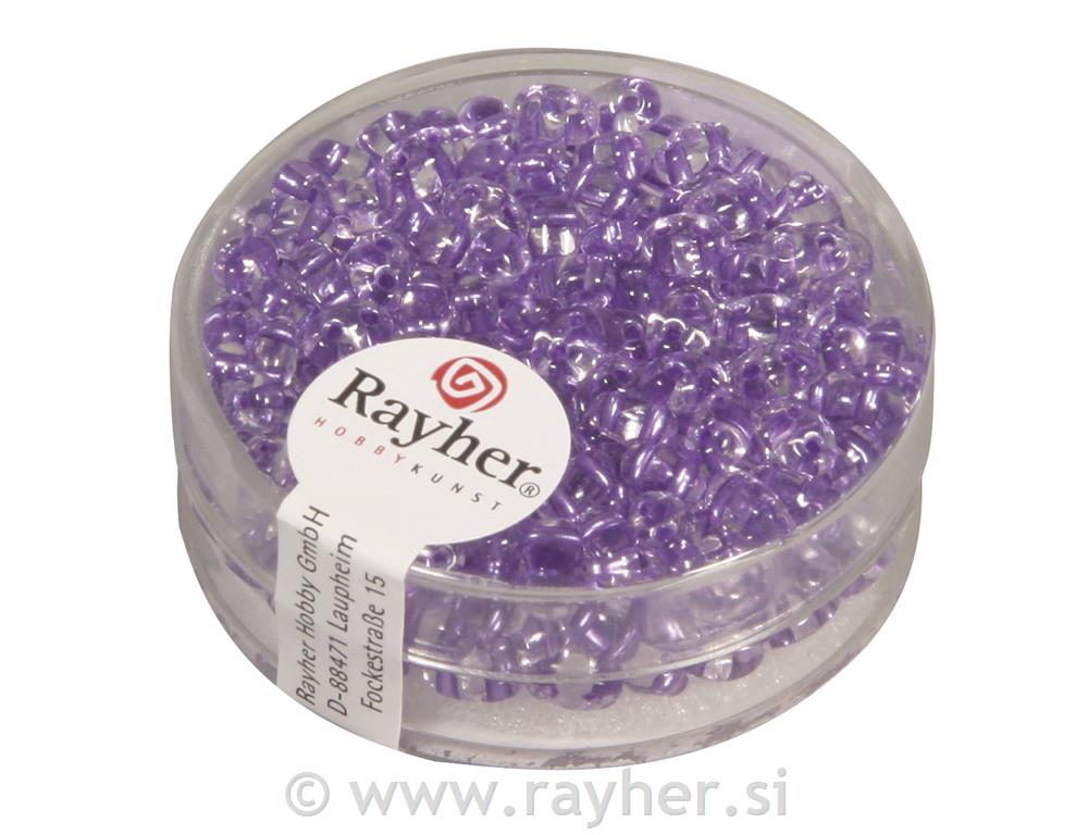Perle Twin s dvije rupe, lila 10g, 2, 5x5mm, prozirna sa središtem u boji