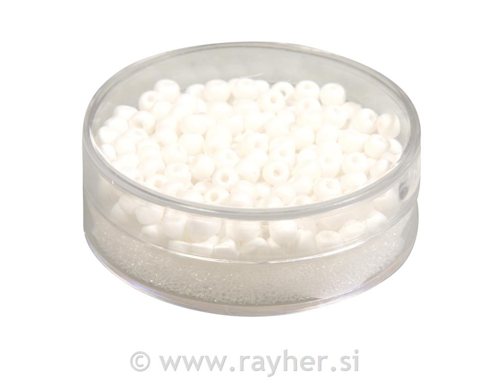 Perle svilene, steklene, 4mm,bele, 120kos
