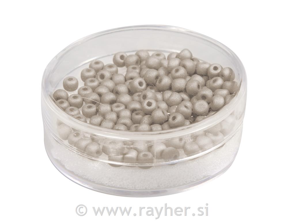 Perle svilene, steklene, 4mm,tem.bež,120kos