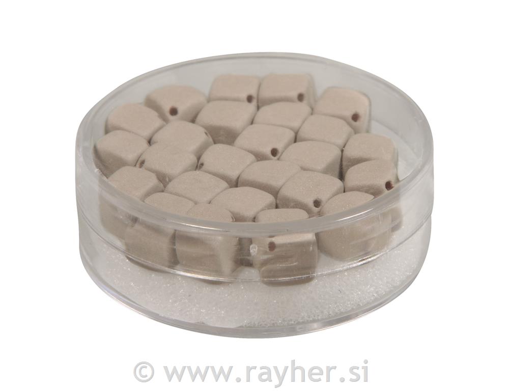 Perle svilene kocke,bež, 8x8mm,25kos