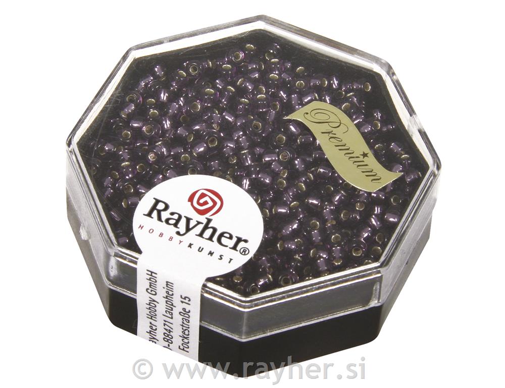 Perle Premium Miyuki, 2.2 mm o, ljubičasta, 12g, sa srebrnim središtem