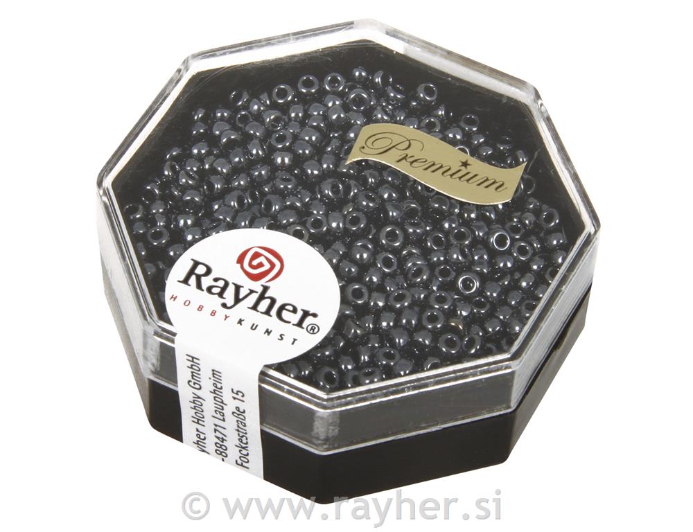 Perle Premium Miyuki, 2.2 mm o, metalnisjaj, antracit, 8g