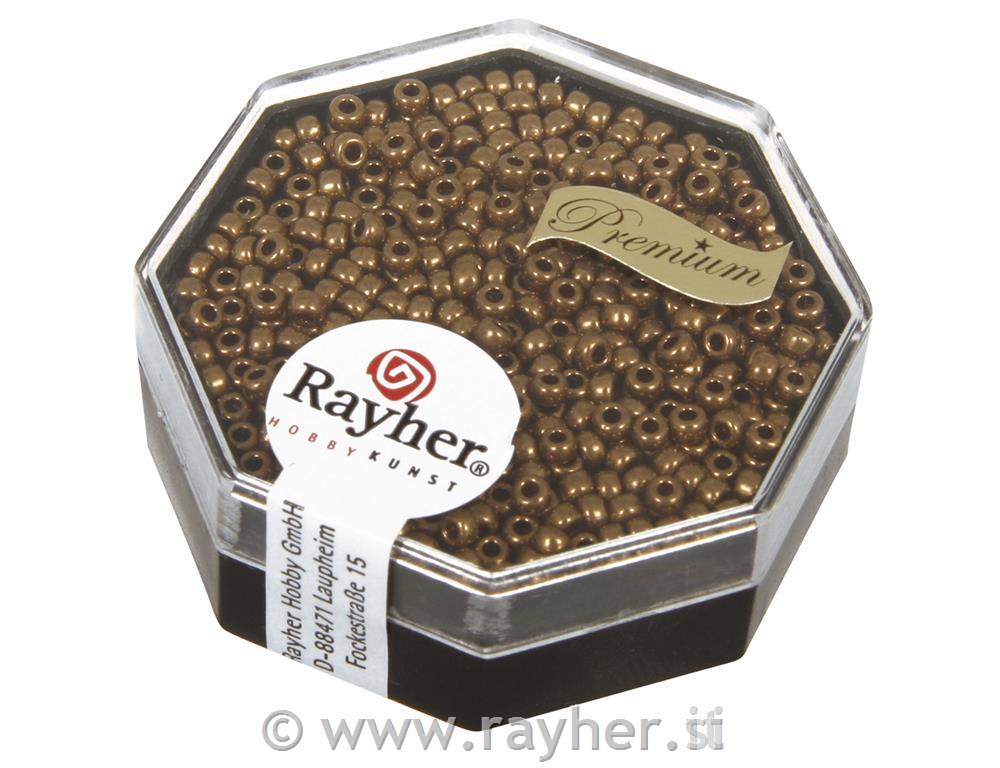 Perle Premium Miyuki, 2.2 mm o,metalni sjaj, bakrena zlata, 8g