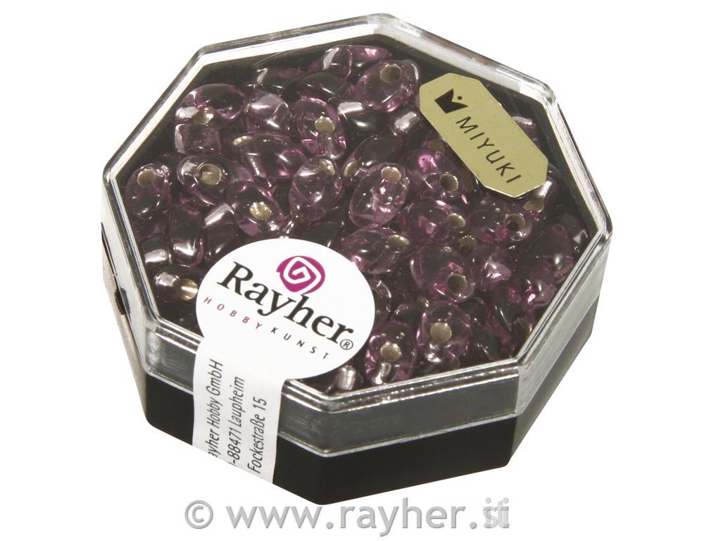 Perle Megatama Miyuki, sa srebrnim središtem, ametist, 4x7 mm, produžen, 9g