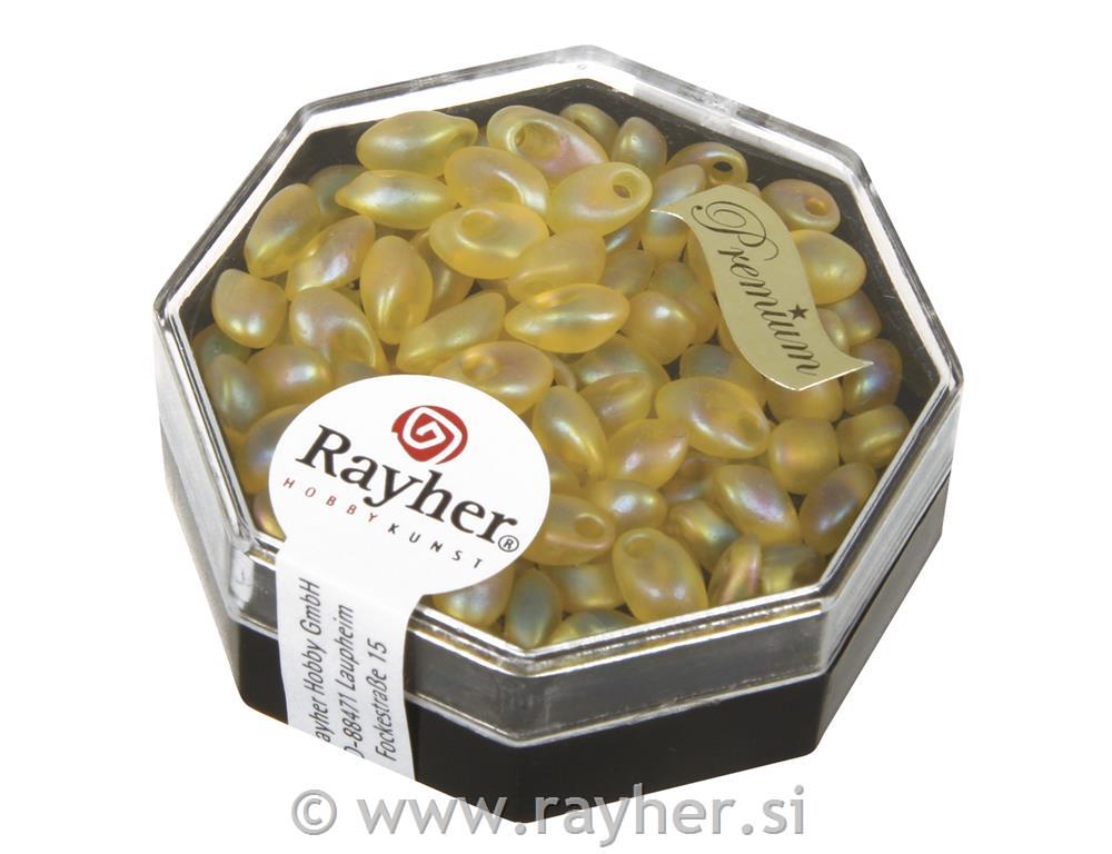 Perle Magatama Miyuki, pros., zmrz, mavrične, rumene, 4x7 mm