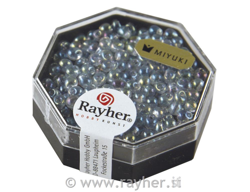 Miyuki-bead-drop, transparent, rainbow,