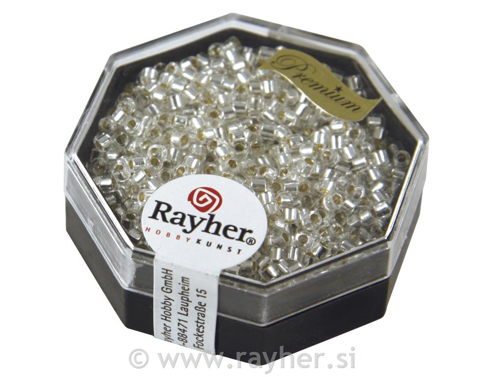 Perle Delica Miyuki, 2.2 mm o, kristal,sa srebrnim središtem, isključen