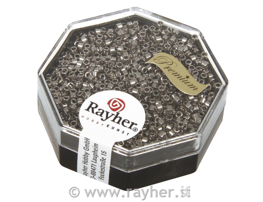 Perle Delica Miyuki, 1.6 mm o, s metalnim sjajem,čelika siva, 4g